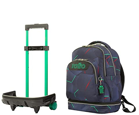 TOTTO Mochila escolar ruedas desmontable fractal - Tiza TAMAÑO GRANDE