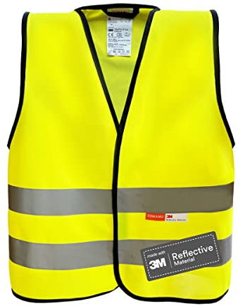 Tomamu Reflexväst för barn med kardborreknäppning | Storlek 86–158 cm | 1–13 år | Uppfyller EN17353 | Tillverkad med 3M reflekterande material