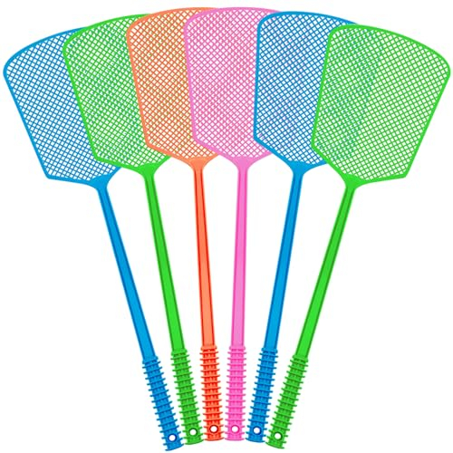 Soodyoow Fly Swatter, 6 Pack Colorful Fly Swat, 45 CM Plastic Manual Fly Swatter, Pest Control Flyswatter for Indoor Outdoor Mosquito Wasp Bug Insect