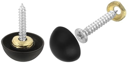 sourcing map 4 Set Mirror Screws with Caps, 18mm Zinc Alloy Decorative Cover Nails for Wall Mirror Mounting Sign Advertising Hardware, Black