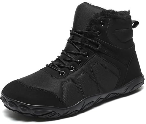 MIFAWA Barfußschuhe Winterstiefel Herren Damen Schneestiefel Herren Damen Winterstiefel Warm Gefüttert Barfußstiefel für Wasserdicht Outdoor Anti-Rutsch Bequem Leicht Schwarz1 42EU