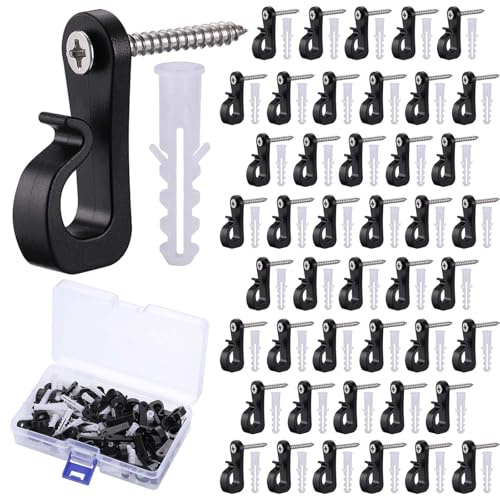 JIZZU 45 Pezzi Ganci Q-Hanger Gancio per Luce a Corda, Ganci per Luci di Natale, Ganci Vite Esterni Ganci per Appendere le Piante, Decorazioni Natalizie, Luci a Corda, Muro all'aperto