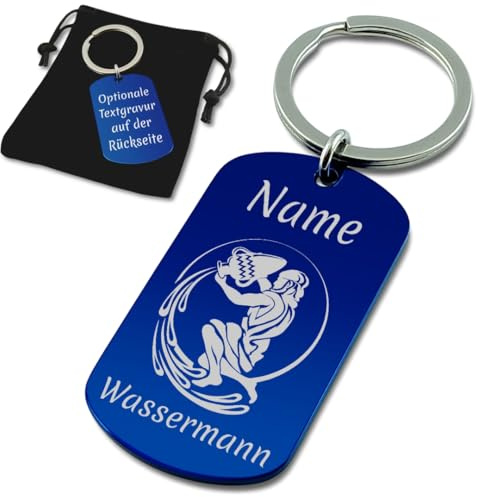 SanJuve Schlüsselanhänger Sternzeichen mit Gravur personalisiert (Wassermann)
