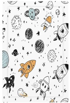 Mexpekil Space Universe Rockets Planets Light Switch Cover, 1 Gang Single Blank Wall Plates, Decorative Outlet Covers Switchplate for Home Office