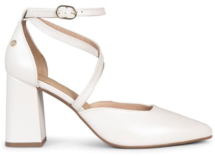 miMaO Zapatos novia tacón con tiras cruzadas en piel Nácar EU 39