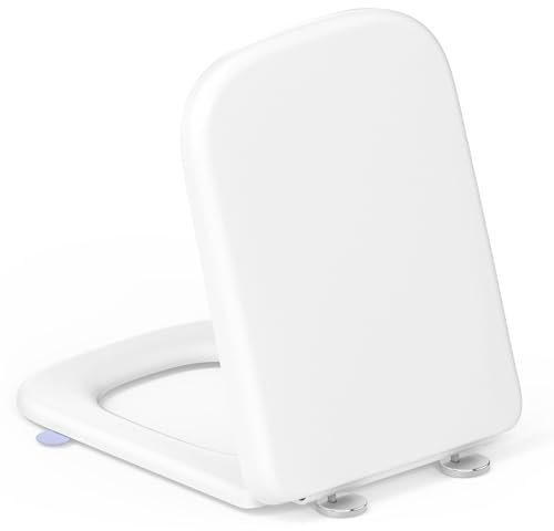 Toilettendeckel mit Absenkautomatik Eckig [LANG],YEAUPE RPO WC Sitz Quick-Release zur einfachen Reinigung, Urea-Duroplast, abnehmbar bis 150 kg belastbar,46,1 * 35,1 * 5,3CM