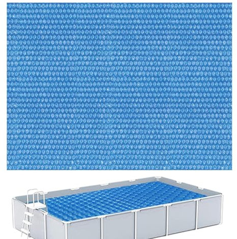 Telo Solare Piscina Rettangolare, 300x200 cm Copertura Solare per Piscina Termale, Telo Riscaldante Piscinafuori Terra in Pe Spesso, Antipioggia Impermeabile, Blu