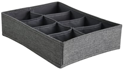 hausleben® Schubladen Organizer Box 33x24x8 cm – 8 Fächer Faltbox zur Aufbewahrung von Socken, Unterwäsche & Gürteln – Faltbarer Ordnungssystem Einsatz für Schublade & Kleiderschrank – Grau