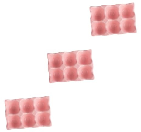 DIYEAH 3 Pezzi Portauova in Scomparti Antiscivolo per Frigorifero Contenitore Salvaspazio per Uova Design Moderno e Shockproof Organizer Elegante Rosa