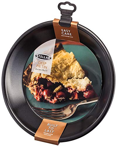 Stellar Bakeware Deep Pie Tin, Carbon Steel, Dishwasher Safe, 24cm x 24cm x 3cm