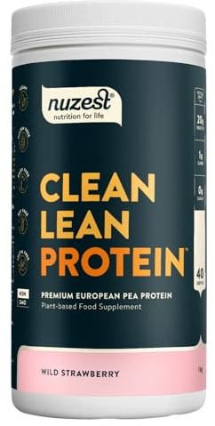 Vegan Protein Powders by Nuzest - Clean Lean Protein - Wild Strawberry - Plant Based Pea Protein Shake - Low Calorie & Low Carb - Gluten Free - Dairy Free - 1kg (40 Servings)