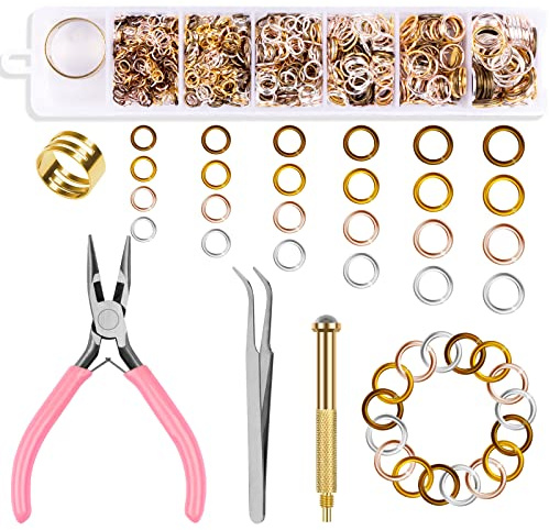 Kalolary 1014-delad piercing, nagelkonst, berlocker, 6 storlekar, ringar, hänge, nagelkonst, verktyg, handborr, med spetstång och pincett för smycken