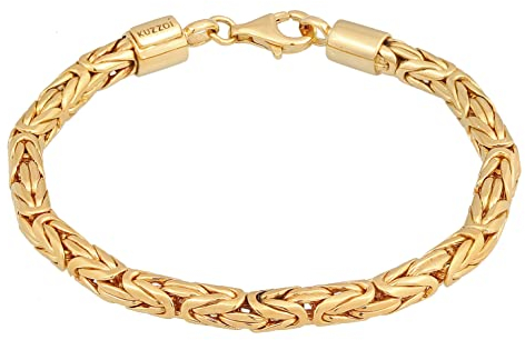 Kuzzoi Buddha Silber Armband für Herren, handgefertigtes Königsketten Armband (5 mm) aus 925 Silber vergoldet, goldenes Königsarmband für Männer, Länge 21 cm