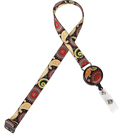 LGEGE Breakaway Schlüsselband mit einziehbarer Ausweisrolle, Sicherheitsverschlussschnalle, Ausweisausweis, Zugangskarte, Teilnahmekarten, Schlüsselhalter, künstlerisches Design (Sonnenblumenmuster)