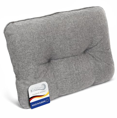 Beautissu Lounge Coussin Salon de Jardin Exterieur Dossier 50x40 cm – Anti-Salissures Imperméable 12 cm d'épaisseur – Coussin Fauteuil Jardin Confortable Gris Clair – BeauFlair