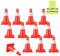 COSTWAY Set da 12 Coni Stradali con Gilet di Sicurezza, Coni Segnaletici Stradali con Strisce Refrigeranti, Birilli Stradali Riflettenti Luminosi in PVC Arancione Acceso per Traffico Guide Parcheggi