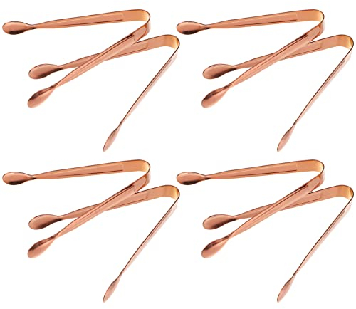 PAREKS 8 pinze per il ghiaccio in acciaio inossidabile per asciugamani da portata pinze per zucchero clip per antipasti piccole pinze per pane e torta clip per tè e caffè bar cucina rosa dorato