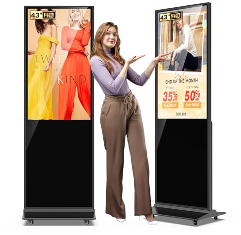 JASZDOT 43 Pulgadas Pantallas LCD Publicitarias, Señalización Digital con Reproducción Automática, Compatible con USB/HDMI/WiFi, Android OS