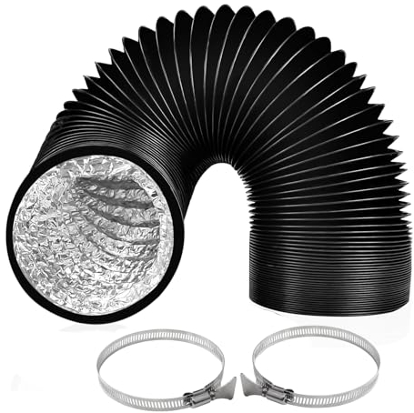 ZIGefofo Tuyau d'évacuation Diamètre de 125 mm Longueur 3 m Gaine Ventilation en Aluminium Tuyau D'évacuation D'air avec 2 Colliers de Serrage en Acier pour Climatisation Déshumidificateur Extracteur