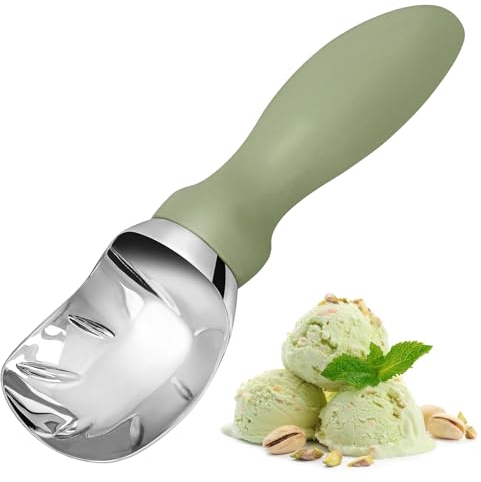WEXFFU Paletta per Gelato 19x5x3cm Cucchiaio per Gelato Cucchiaio per Gelato in Acciaio Inox Paletta per Gelato,Ideale per Gelato,Melone,Polpette di Carne,Purè di Patate o Palline di Melone (Verde)