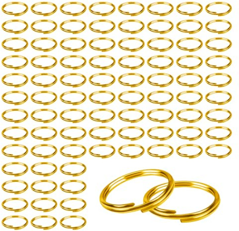 TOAOB 150pcs Anneau Double Jonction en Metal Anneau Ouvert Split Jump Ring Connecteur Chaine Links 10mm Or pour Port Clés Collier Bracelet Boucles d'Oreilles Artisanat Fabrication de Bijoux