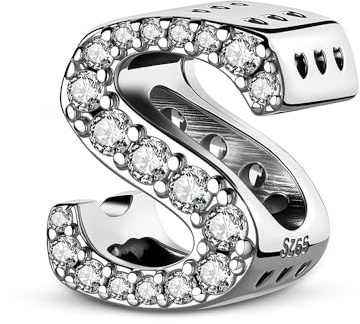 ChenYuTe 925 sterlingsilver bokstavsberlocker A~Z 5A zirkon bokstäver berlocker pärla alfabet berlock kompatibel med europeiska armband och halsband