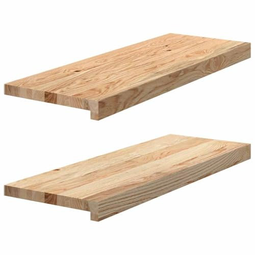 vidaXL Fensterbänke 2 Stk. Unbehandelt 70x30x2 cm Massivholz Eiche, Fensterbrett, Holz Treppenstufe, Holz Fensterbrett, Fensterbank Eichenholz