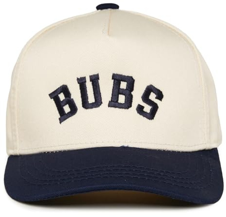 Funky Junque Kids Trucker Hat Baseball Cap - Two Tone Vintage Baby Baseball Cap, Infant Baseball Hat, Toddler Snapback Hat - Bubs - Navy/Beige (Small - 12-24 Months)