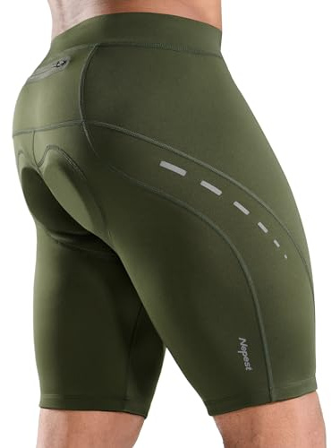 Nepest Mens Padded Cycling Shorts with Padding, Breathable Army Green, XXL