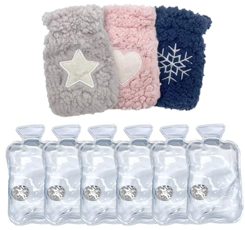 Lot de 6 Chaufferette Main Reutilisable, Chauffe Main de Poche Portable avec 3 Sacs Chauffe-Mains en Peluche, Chaufferettes Noël de l'Avent d'hiver pour Cadeaux pour Enfants et Adultes, 13 x 8cm