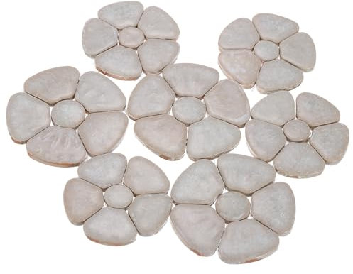 QUARKZMAN 250G/0.55 Lbs Piastrelle Mosaico in Ceramica a Fiori, 3.5-6 cm molti di Pietre Mosaico in Ceramica Colorata Per Progetti Artistici, Bianco