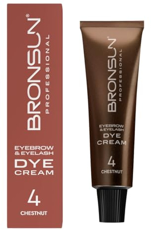 BRONSUN® Tinta in Crema per Ciglia e Sopracciglia | Colorazione Intensa e Lunga Durata | Formula Delicata Senza Ammoniaca | con Cheratina, Seta e Vitamina E | Castano №4 – 15ml