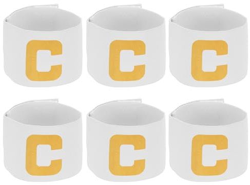 YELARXI Soccer Captain Armband, Football Armband 6Pcs White | Elastic Adjustable Player Bands Anti-Slip Badge for Adult Youth Football Basketball Team Sport