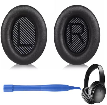 Coussinets d'oreille pour Casque Bose Quiet Comfort Bose QC2 / QC15 / QC25 / QC35 / QC35II / QC45 / AE2 / AE2i / AE2w / SoundTrure/SoundLink Circum-Aural Rechange Professionnels Cuir Protéique Noir