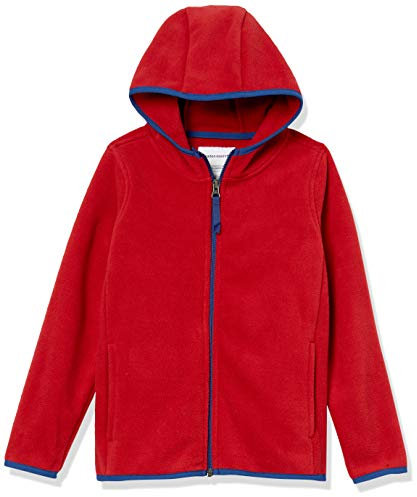 Amazon Essentials Giacca con Cappuccio e Cerniera Integrale in Pile Bambini e Ragazzi, Rosso, 9 Anni