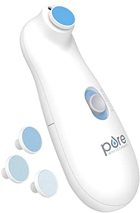PureBaby Electric Nail Trimmer - New & Improved 6-Piece Cordless Nail Drill, 4 Attachments, 2 Speeds with Bidirectional Rotation, LED Light, Hidden File Storage, & Carrying Case for Newborns & Baby