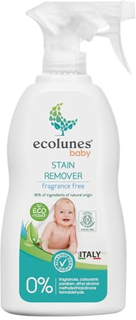 Ecolunes bébé détachant sans parfum, 96% d'ingrédients d'origine naturelle, ne provoque pas d'allergies, ne provoque pas d'allergie, testé dermatologiquement, 300 ml