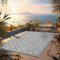 Outdoor Teppich Wetterfest & UV-beständiger, 160x230 cm Herbst-Teppich für Terrasse, Garten und Camping, Wasserdichter & Rutschfester Außenteppich, Maschinenwaschbarer Balkon Teppich, Graue Blume.
