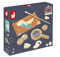 Janod - Dino-Ausgrabungsspiel - 87 Zubehörteile - Spielzeug für Kinder - Set mit Sand, Lupe und Knochen - Spiel aus FSC-Holz - Ab 4 Jahren, J05832