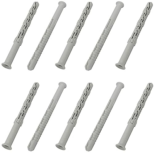 AERZETIX C67079 Chevilles universelles Ø8x100 mm, Lot de 10 | Collerette biseautée/fraisée, Polyamide, Maçonnerie fixation béton brique parpaing