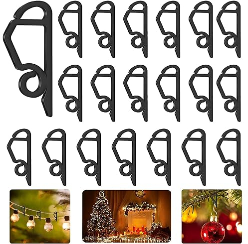PINNKL 120 Stück Weihnacht Licht Clips, Dachrinnenhaken für Lichterketten, Schwarz, Polypropylen (PP), Guttermontagehaken für Lichterketten