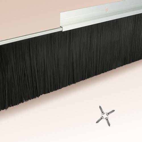Retsun 12 Sets 4+0.91 Inches Door Brush Sweep Seal Roll Up Door Seal Kit Garage Door Sweeps Suitable for Multiple Floors Easy Mounting(4 inches, 12)