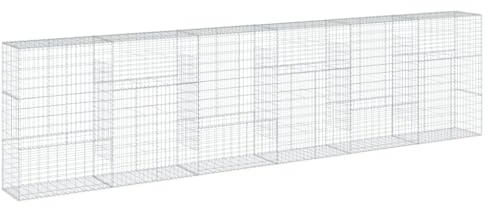 vidaXL Gabionkorg med skydd 600x50x150 cm galvaniserat järn, gabionkorg, stenmur, gabionmur, gabionkorgar, stenmurar, gabinmurar, gabionvägg