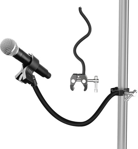 Mippko Support de microphone col de cygne, bras flexible réglable de 50 cm, pince de micro à clip de 0,95 cm à 1,6 cm à 1,5 cm - 27, compatible avec Shure/Fifine/AT2020/Pyle/Blue Snowball/Razer