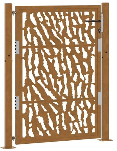 vidaXL Puerta de jardín diseño con listón acero desgastado 100x125 cm, puerta de cerca, puerta exterior, puerta de metal, puerta de seguridad
