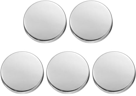 QUARKZMAN 5 stycken runda metallknappar 20 mm zinklegering skaft platta syhantverk reservknappar för kläder dekoration gör-det-själv tillbehör, ljust silver