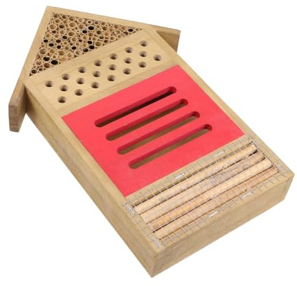 UPKOCH Casa de Madera para Abejas Hotel para Polinizadores con Diseño Resistente y Seguro Refugio para Colmenas Jardines Protección contra Lluvia y Viento Regalo para Apicultores y