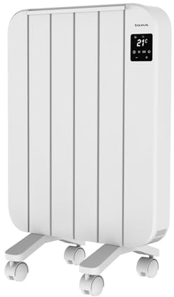 Taurus - Radiatore elettrico Persia 1000 W | basso consumo | 4 elementi | 4 modalità | termostato regolabile | timer | anti-surriscaldamento | LCD | silenzioso | parete/piede | spegnimento auto