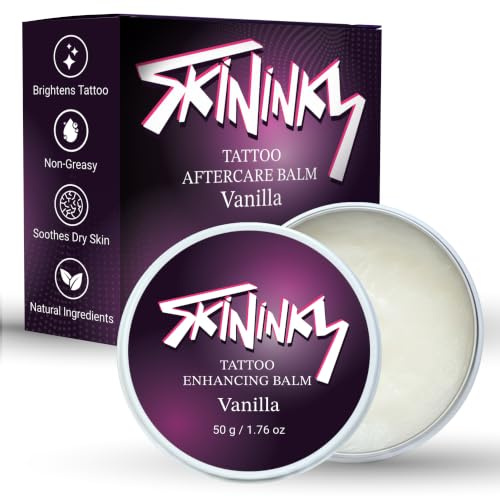 Skininky Tattoo Aftercare Cream Balm – Colour Enhancing Moisturiser for New & Healed Tattoos – Non-Greasy Tattoo Care Butter – 50 g