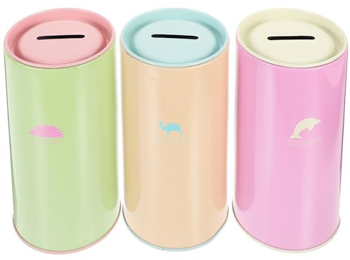 MAJORMENCH 3pcs Colorful Tinplate Multipurpose Saving Pots with Removable Lid, Money Box Coin Container and Desktop Pencil Holder for Home Decor Random Color